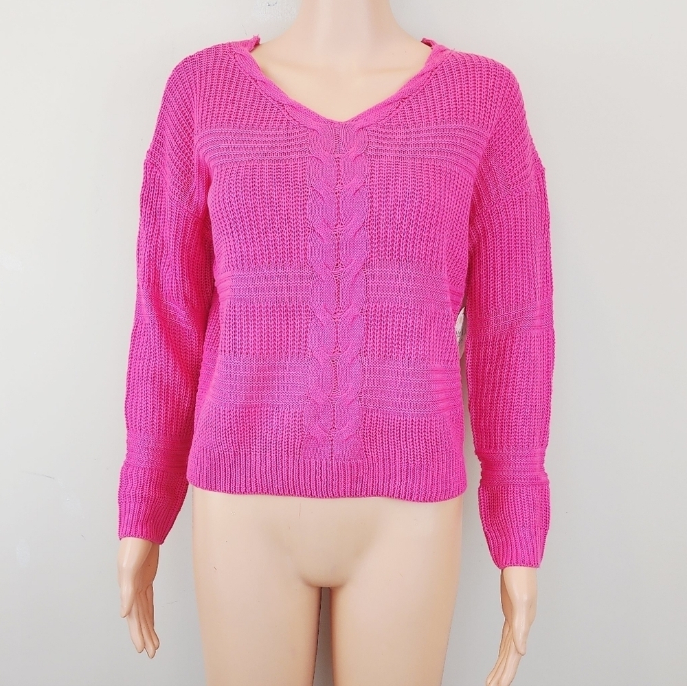 Jolie & Joy pink long sleeve knit sweater Size XL /16 girls